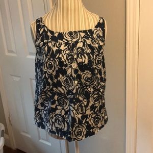 Liz Claiborne Navy blue and white flowers xs